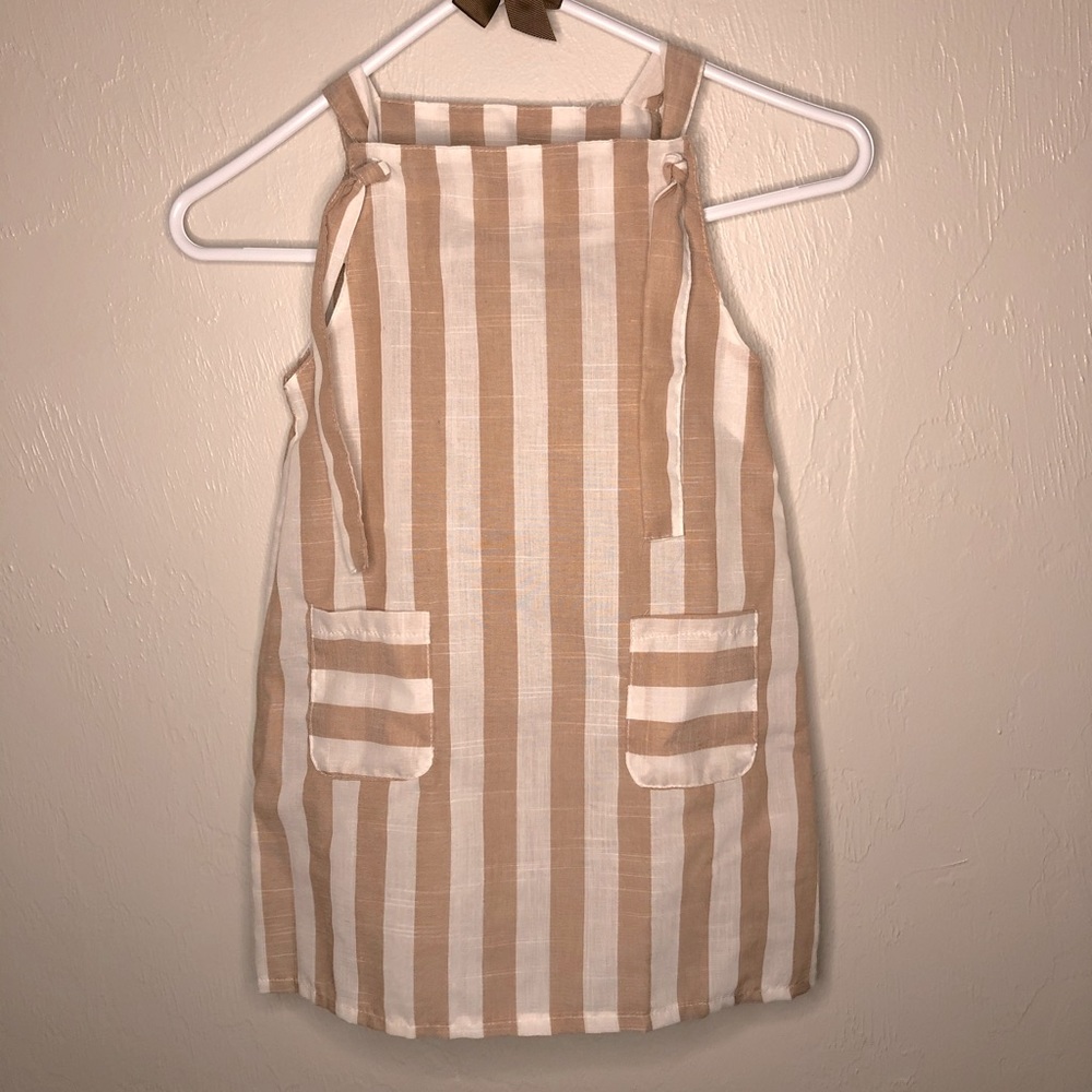 Tan and white striped dress